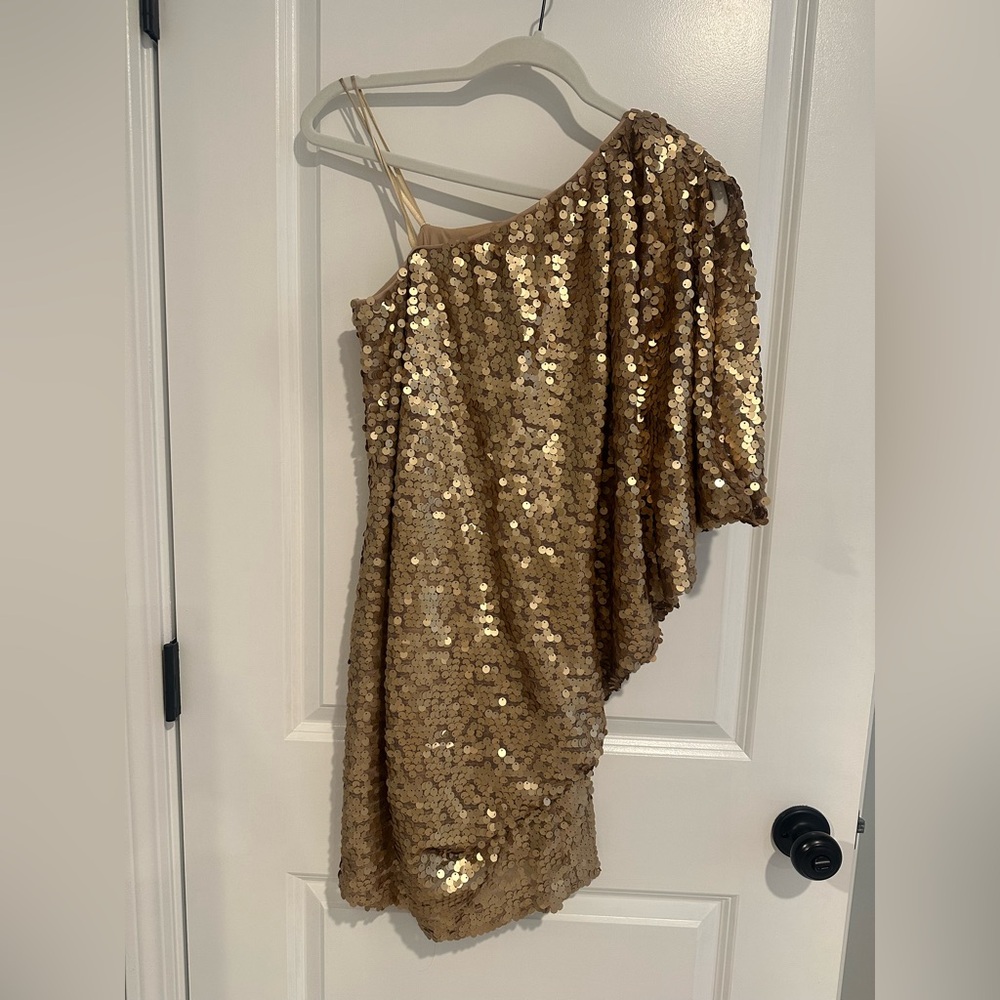 Gold sequin cocktail dress